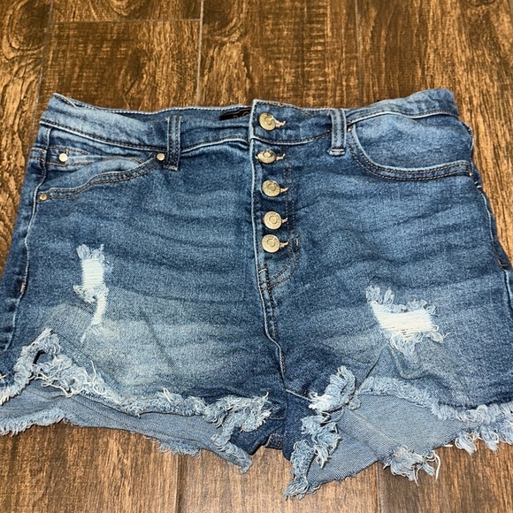 RACHEL Rachel Roy Pants - Rachel Roy Distressed Denim Shorts High Rise Button Fly Size 10